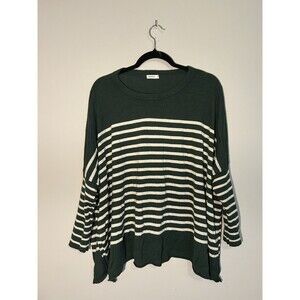 MER SEA Catalina Travel Sweater Green White Stripes Pullover Crewneck OS
